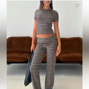 Princess Polly Manolo Short Sleeve Top & Foldover Pant Matching Set